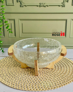شکلات خوری خمرای شیشه ای ابگز پایه چوبی
